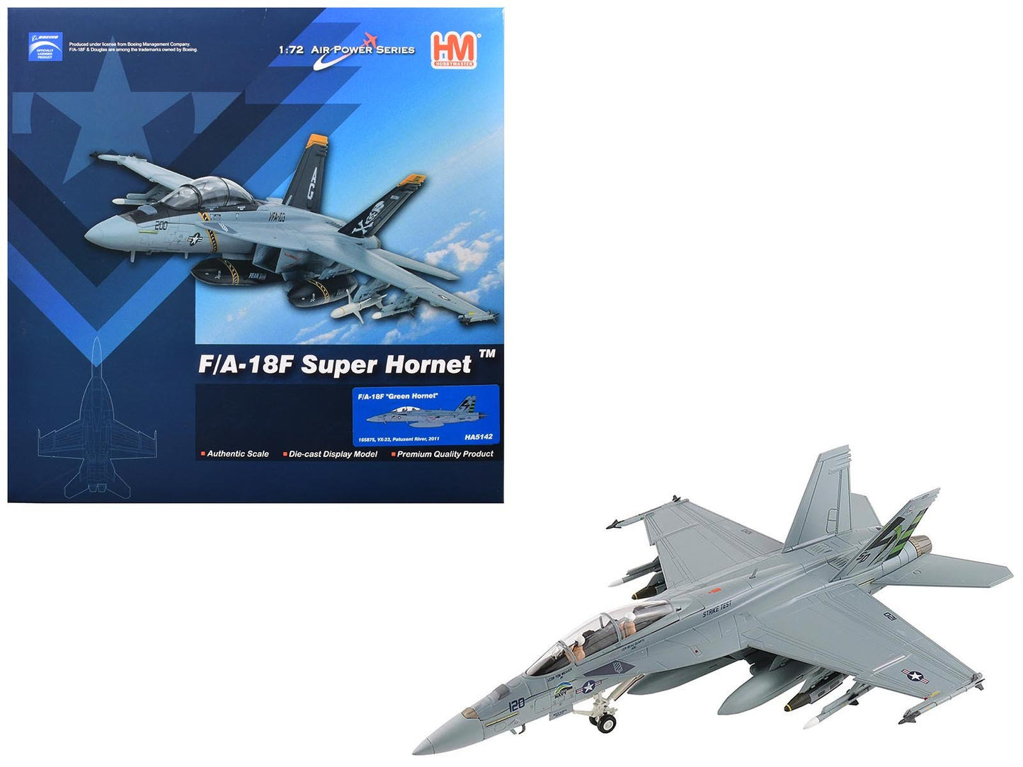 Boeing F/A-18F Super Hornet Fighter Aircraft "165875 Green Hornet VX-23 Salty Dogs NAS Patuxent River" (2011) United States Navy "Air Power Series" 1/72 Diecast Model by Hobby Master  free shipping USA