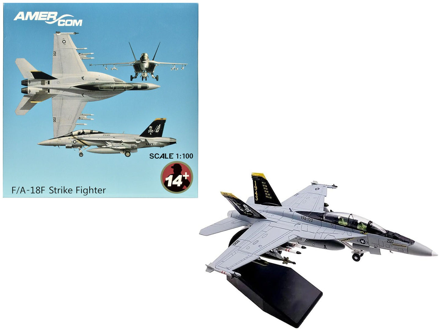 Boeing F/A-18F Super Hornet Fighter Aircraft "VFA-103 Jolly Rogers 75th Anniversary" (2018) United States Navy 1/100 Diecast Model Airplane  free shipping USA