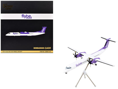 Bombardier Q400 Commercial Aircraft "Flybe" (G-ECOE) White with Purple Tail "Gemini 200" Series 1/200 Diecast Model Airplane by GeminiJets  free shipping USA