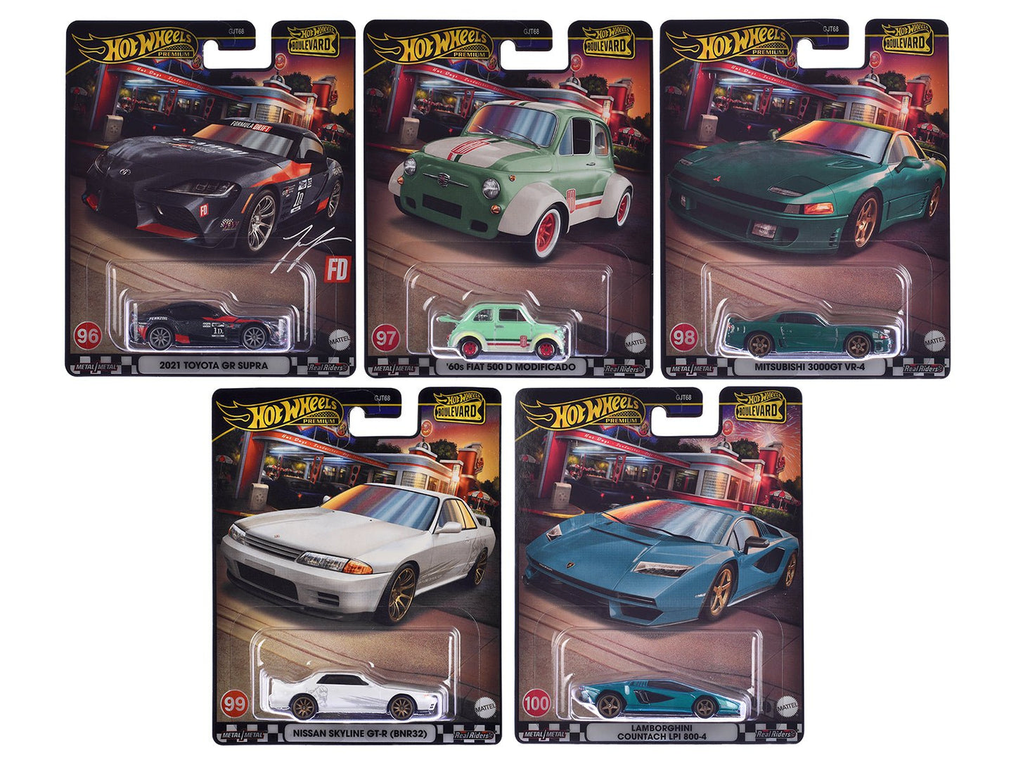 "Boulevard 96-100" 5 piece Set "Premium" 2024 Series Diecast Model Cars by Hot Wheels  free shipping USA