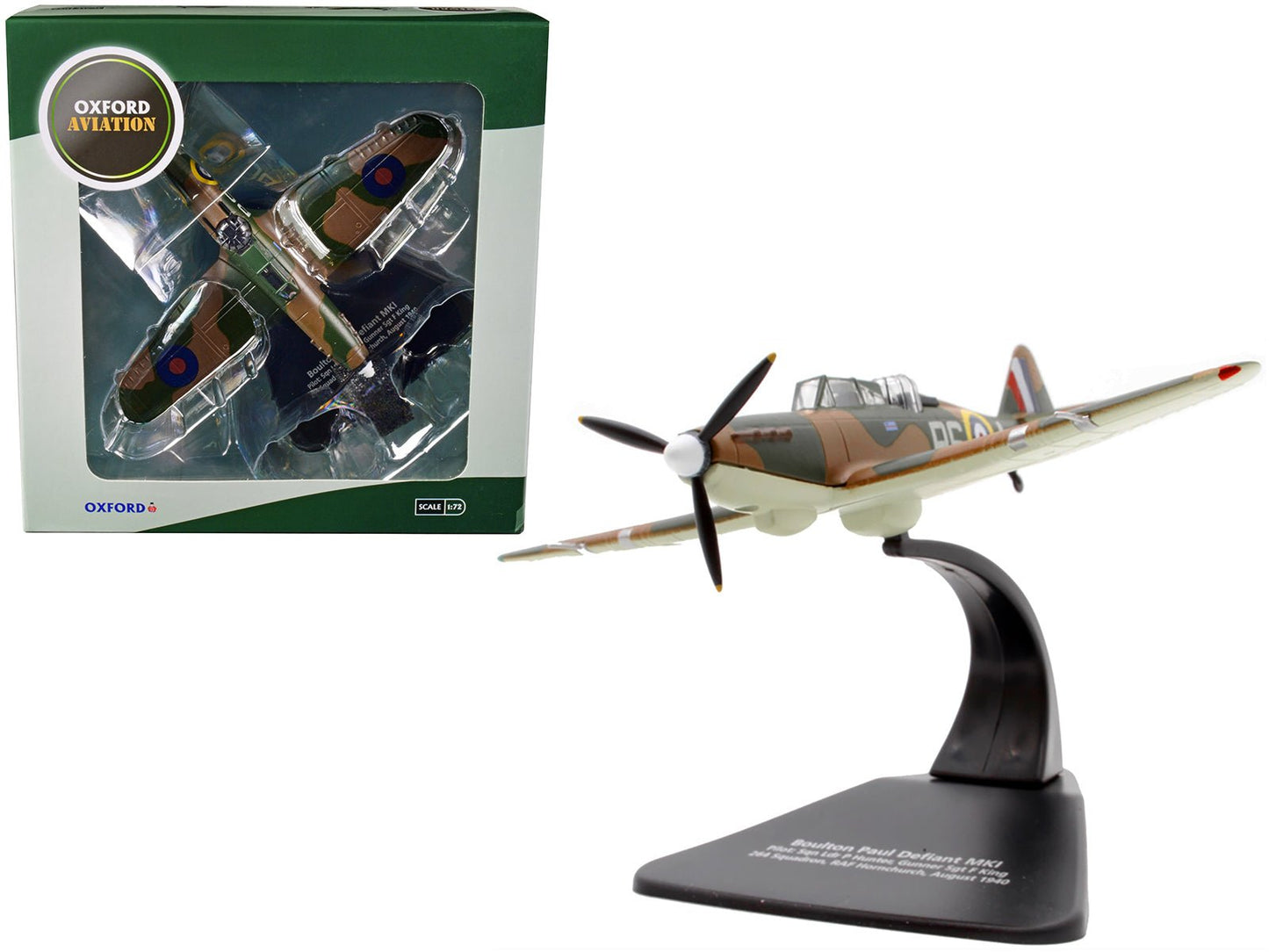 Boulton Paul Defiant MK I Fighter Plane Pilot: Sqn Ldr P Hunter Gunner Sgt F King 264 Squadron RAF Hornchurch (August 1940) "Oxford Aviation" Series 1/72 Diecast Model Airplane by Oxford Diecast  free shipping USA