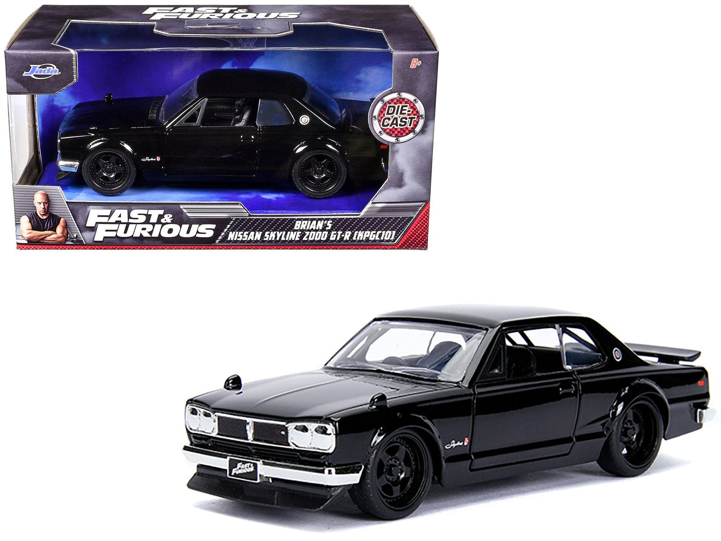 Brian's Nissan Skyline 2000 GT-R (KPGC10) Black "Fast & Furious" Movie 1/32 Diecast Model Car by Jada  free shipping USA
