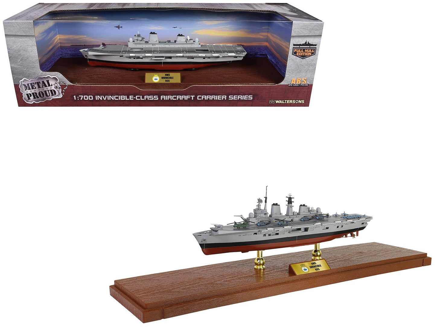 British HMS Invincible (R05) Aircraft Carrier Full-Hull Edition "Falklands War" (1982) British Royal Navy "Battleship" Series 1/700 Diecast Model by Metal Proud  free shipping USA