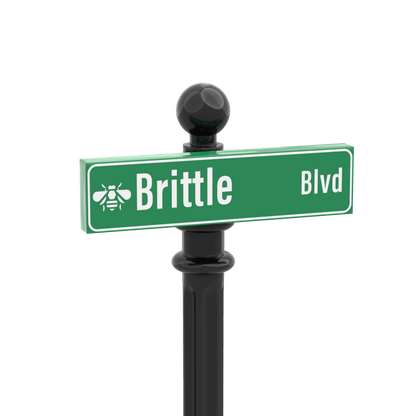 "Brittle Blvd" Street Sign - Custom Printed - 1x4 Tile Made with LEGO® Parts