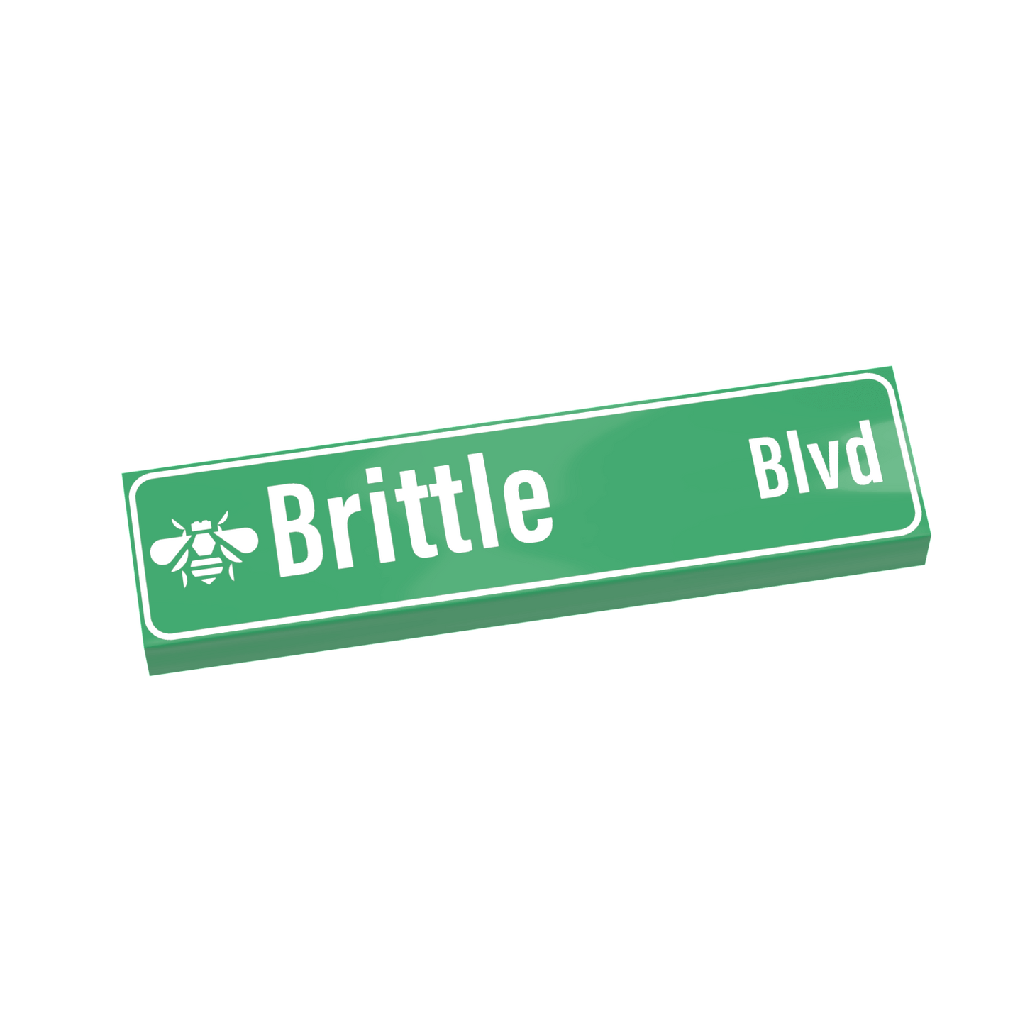 "Brittle Blvd" Street Sign - Custom Printed - 1x4 Tile Made with LEGO® Parts