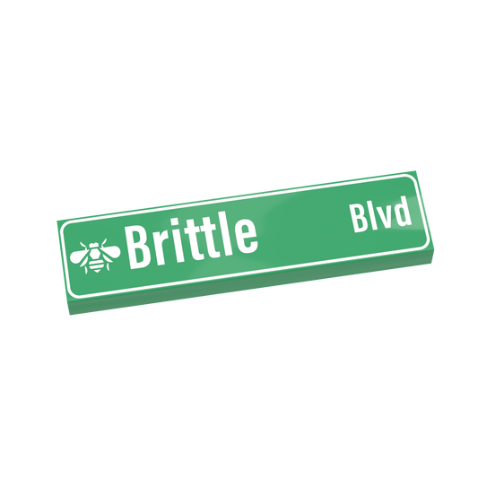 "Brittle Blvd" Street Sign - Custom Printed - 1x4 Tile Made with LEGO® Parts