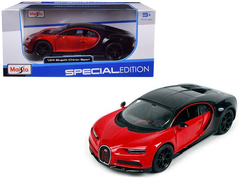 Bugatti Chiron Sport "16" Red and Black "Special Edition" 1/24 Diecast Model Car by Maisto  free shipping USA