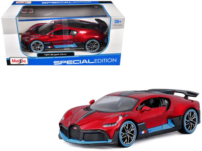 Bugatti Divo Red Metallic with Carbon and Blue Accents "Special Edition" 1/24 Diecast Model Car by Maisto  free shipping USA