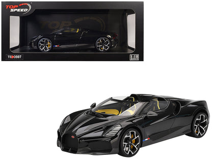 Bugatti W16 Mistral Black with Yellow Interior 1/18 Model Car by Top Speed  free shipping USA