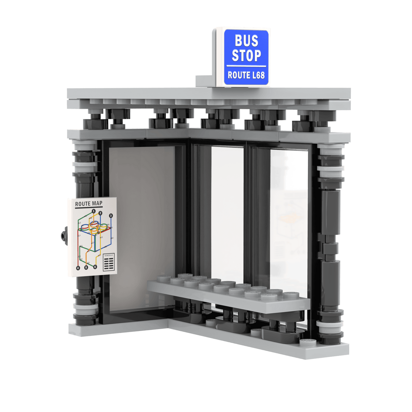 Bus Stop - Minifig Scale - Custom Printed - Made Using LEGO® Parts