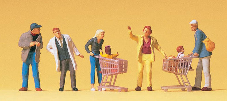 Preiser 10492 HO Scale Going Shopping Pedestrians Figure Set