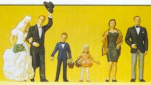 Preiser 10339 HO Scale Wedding Participants pkg(6) Bride, Groom, Ring