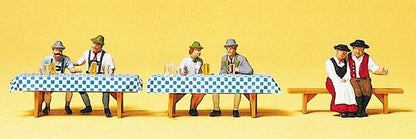 Preiser 10449 HO Scale Oktoberfest Goers #2 Seated At Tables pkg(6)