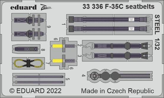 Eduard 33336 1/32 Aircraft- F35C Seatbelts Steel for TSM (Painted)
