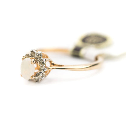 Vintage Genuine Opal or Austrian Crystal Ring 18k Yellow Gold Electroplated by PVD Vintage Jewelry