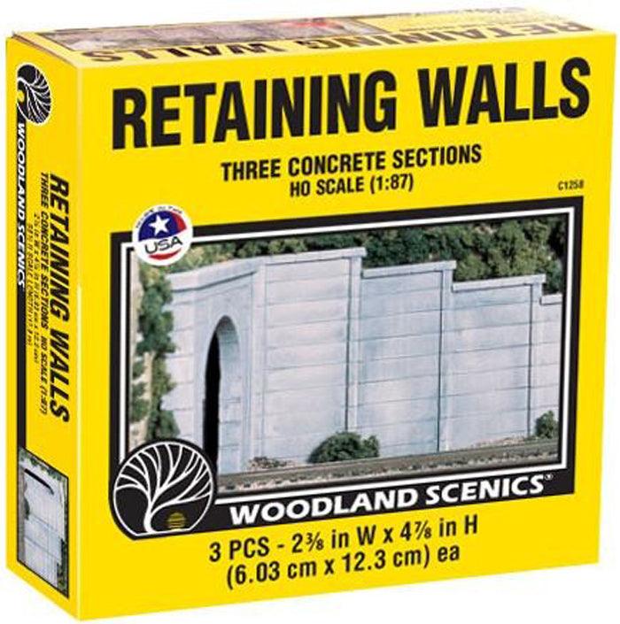 Woodland Scenics C1258 HO Concrete Wing Wall (3) Train Scenery