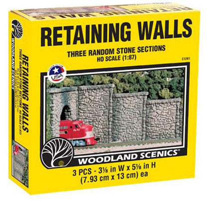 Woodland Scenics C1261 HO Random Stone Wing Wall (3) Train Scenery