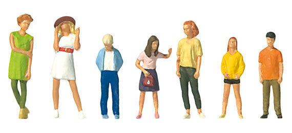 Preiser 10698 HO Scale Standing Youths Figure Set pkg(7)