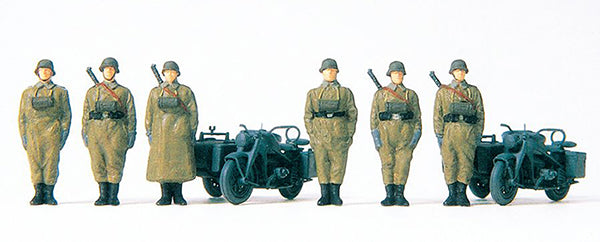 Preiser 16571 HO Scale Former German Army WWII Motorcycle Troops