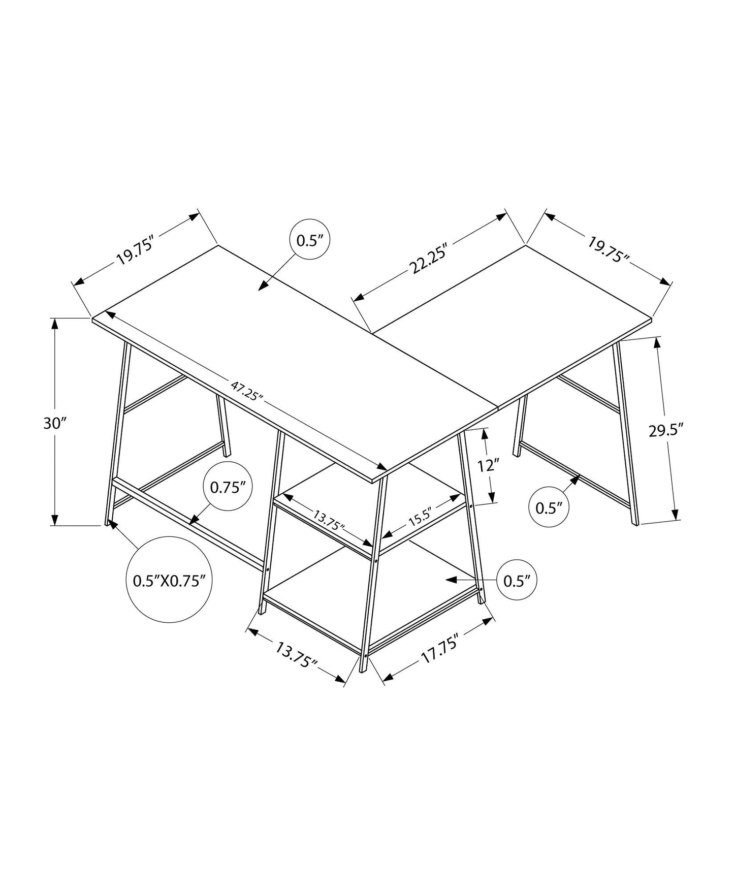 Computer Desk, Home Office, Corner, Storage Shelves, L Shape, Work, Laptop, Contemporary, Modern by Couch.com