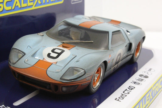 Scalextric C4104 Ford GT40 Gulf #9 Weathered Le Mans slot Car 1/32 DPR