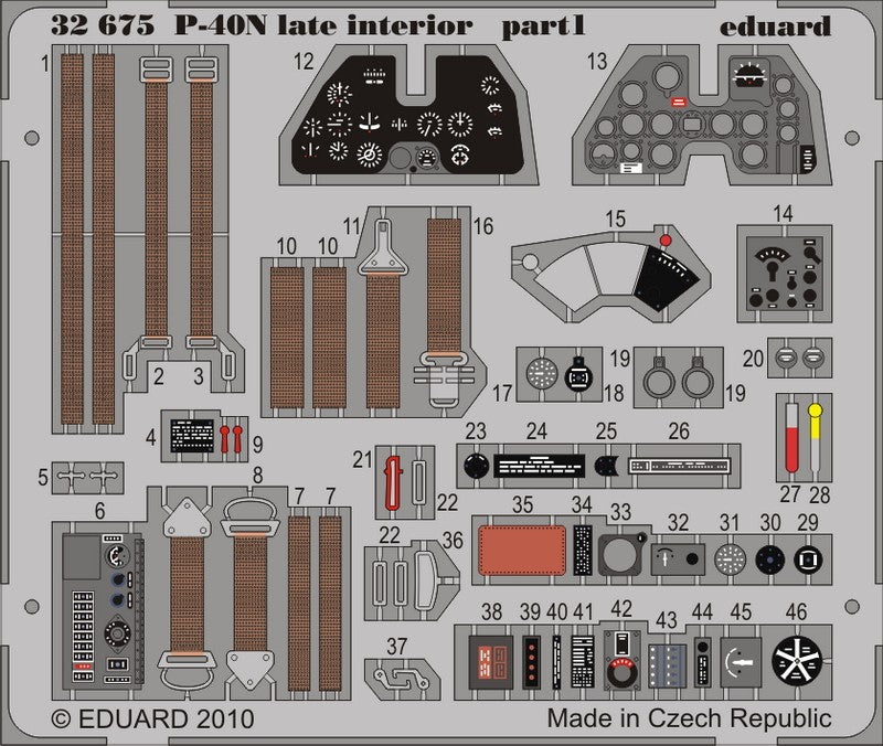 Eduard 32675 1/32 Aircraft- P40N Late Interior Part 1 & 2 for HSG (Painted Self