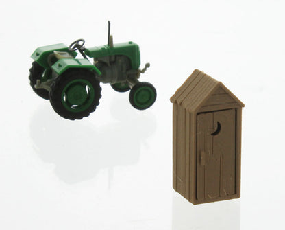 3D To Scale 87-142-WD 1/87 Outhouse, Rustic Wood Tone
