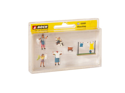 Noch 15595 HO Scale Laundry Day, 4 Figures & Accessories