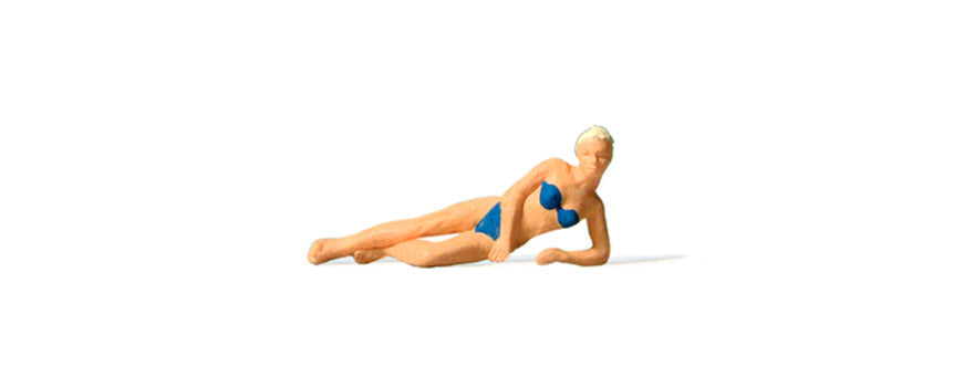 Preiser 28073 HO Scale Reclining Female Bather Figure