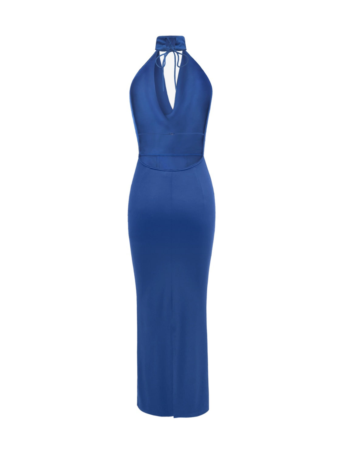 Backless Lace Up Back Sleeveless Maxi Dress