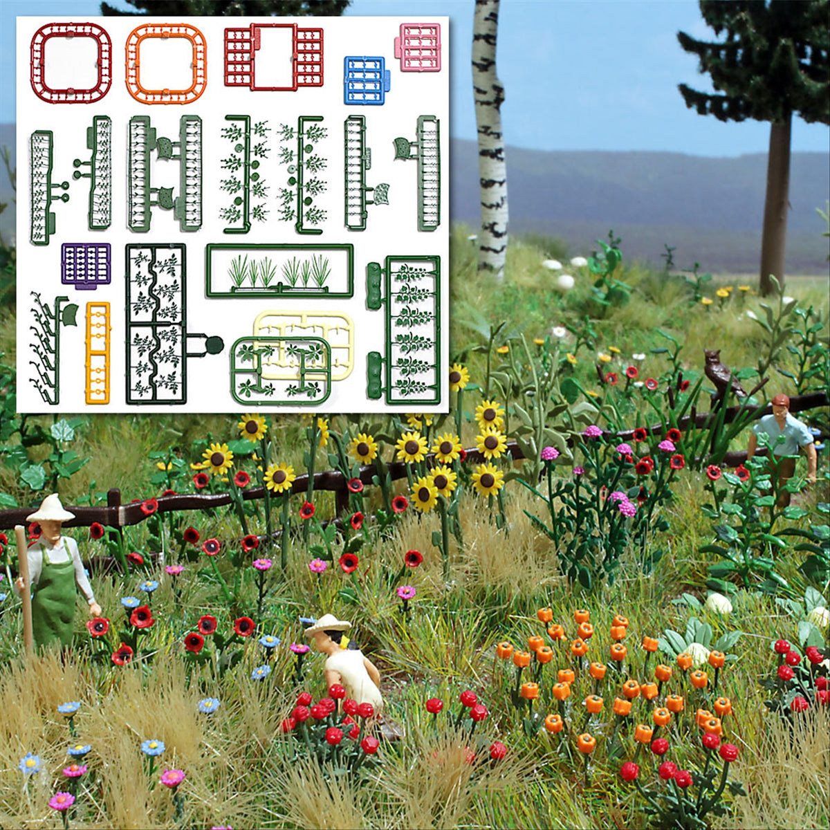 Busch 1258 HO Scale Flower & Plant Set Kit