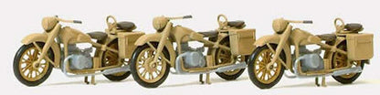 Preiser 16572 HO Scale Former German Army WWII - Motorcycles BMW R12