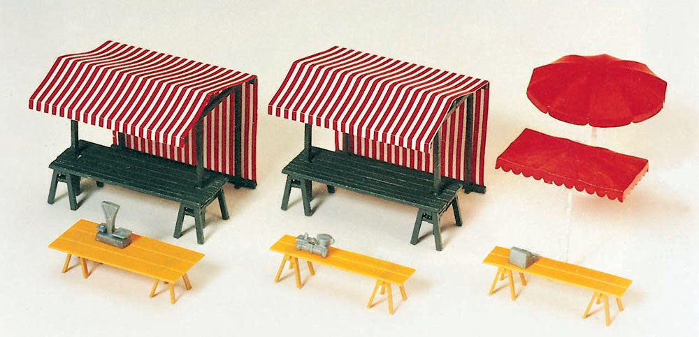 Preiser 17500 HO Scale Market Stalls & Sunshades Kit