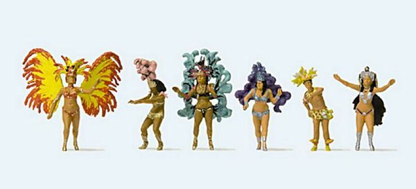Preiser 24625 HO Scale Samba Dance Group 6 Dancers in Flashy Costumes