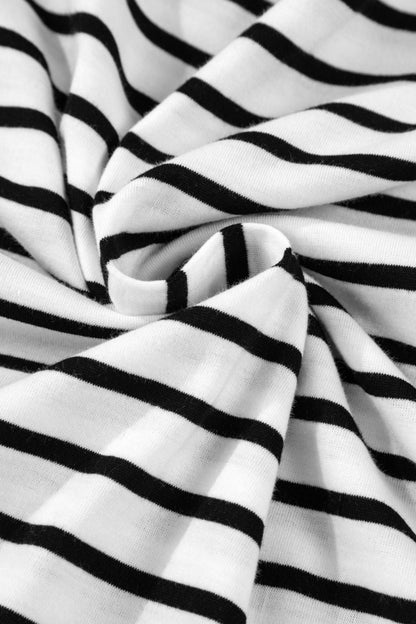 Stripe Half Sleeve Scoop Neck Top