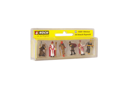 Noch 15929 HO Scale Santa Claus & Knecht Ruprecht, 6 Figures