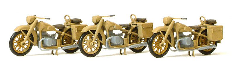Preiser 16572 HO Scale BMW R12 Motorcycle Kits pkg(3) WWII