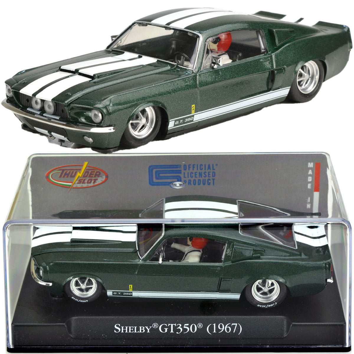 ThunderSlot 1967 Ford Shelby Mustang GT350 Green Thunder Slot Car 1/32