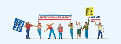 Preiser 10787 HO Scale Demonstrators with French Signs pkg(8)