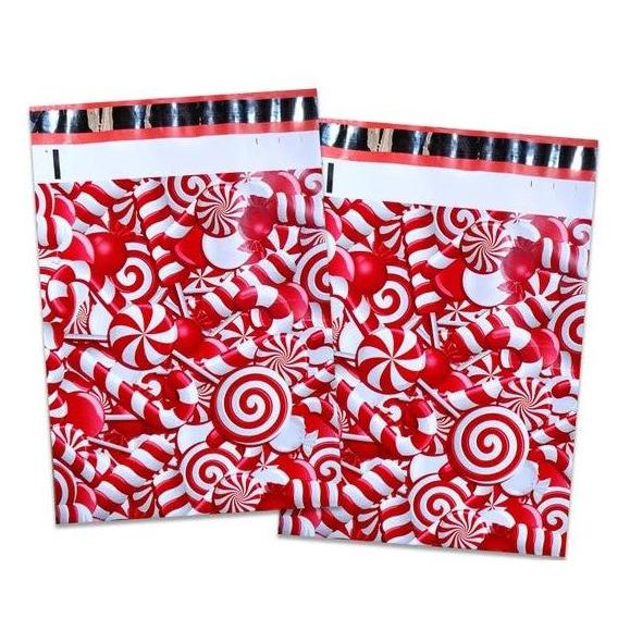 Candy Cane Christmas Poly Mailers Size 6x9 Shipping Bags