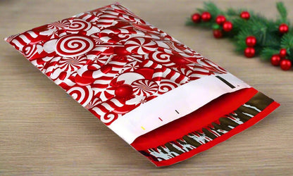 Candy Cane Christmas Poly Mailers Size 6x9 Shipping Bags