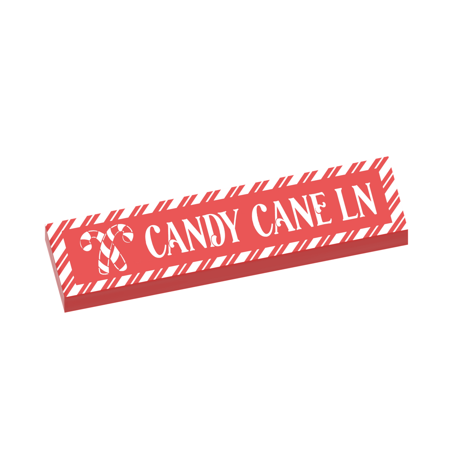 Candy Cane Ln Street Sign - Custom Printed 1x4 Tile - Made with LEGO® Parts