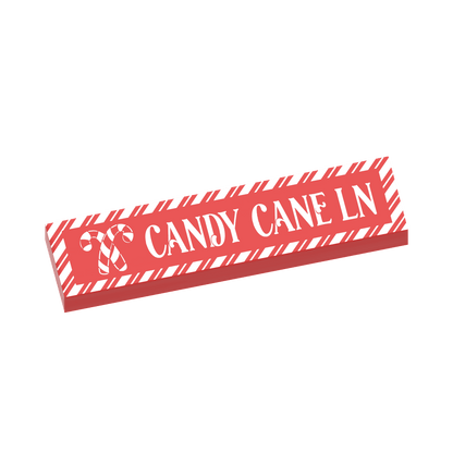 Candy Cane Ln Street Sign - Custom Printed 1x4 Tile - Made with LEGO® Parts