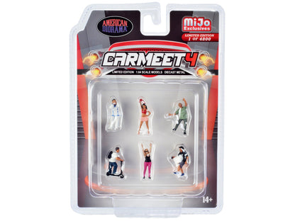"Car Meet 4" 6 piece Diecast Figure Set for 1/64 Scale Models by American Diorama  free shipping USA