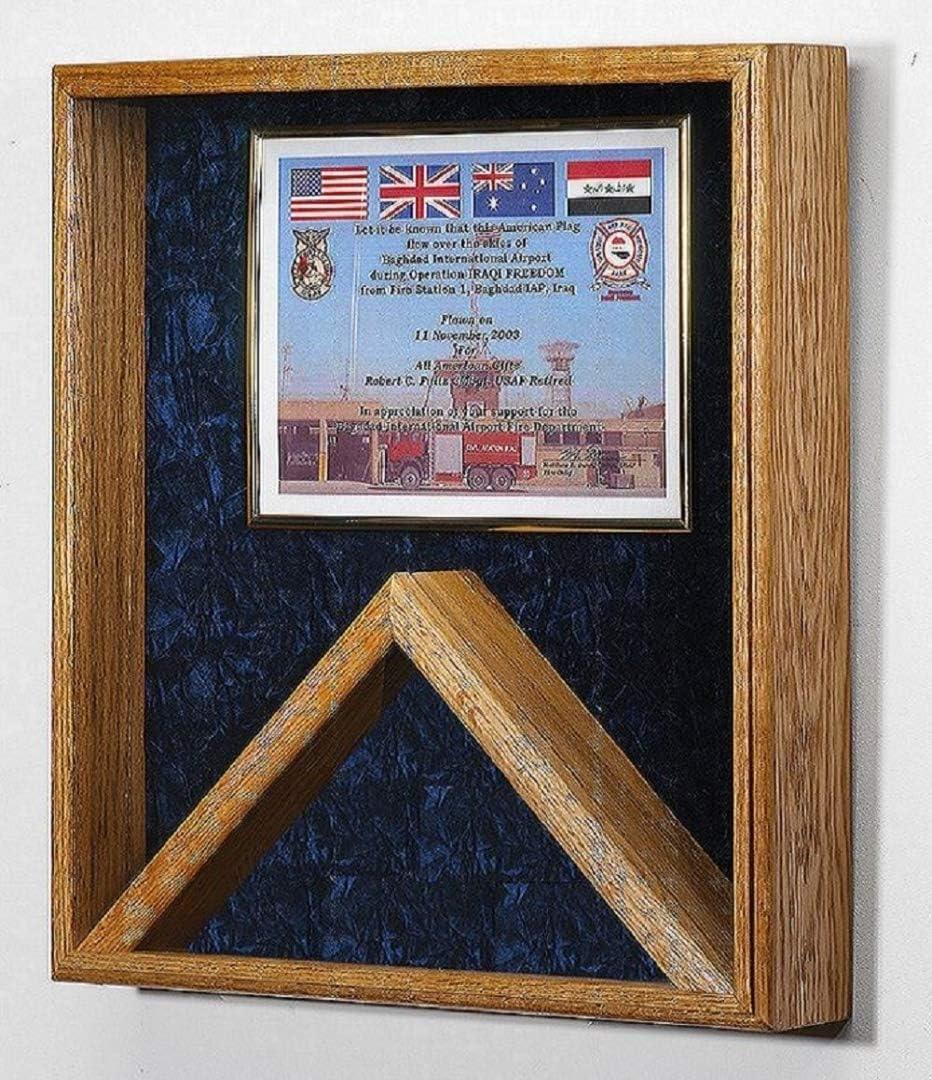 Military Medal and Flag Display Case - Oak Shadow Box.