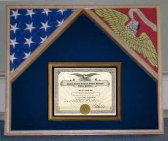 Military Flag Case For 2 Flags and Certificate Display Case, 2 flags 3'x5' each