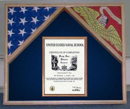 Military Flag Case For 2 Flags and Certificate Display Case.