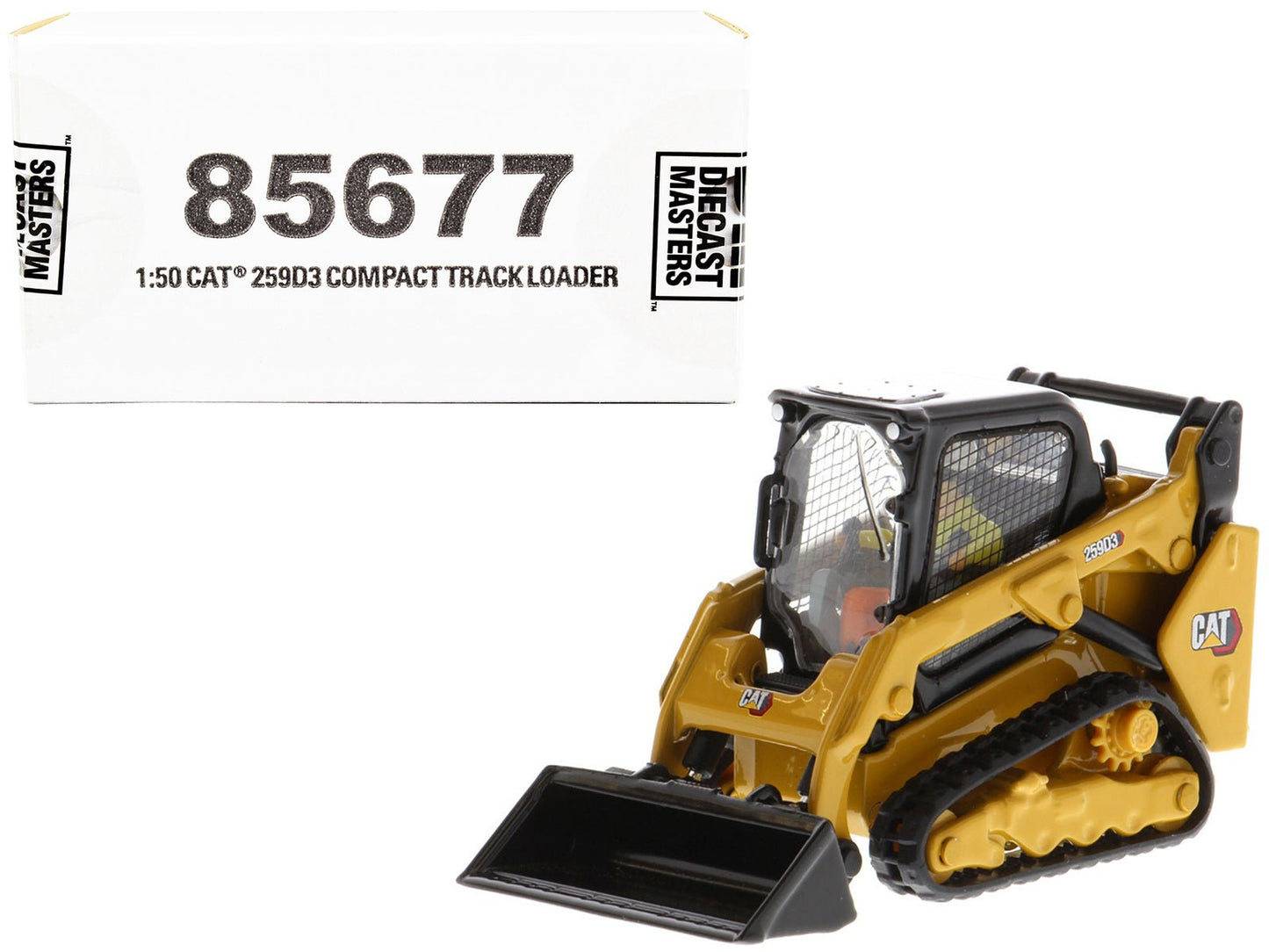 CAT Caterpillar 259D3 Compact Track Loader with Work Tools and Operator Yellow "High Line Series" 1/50 Diecast Model by Diecast Masters  free shipping USA