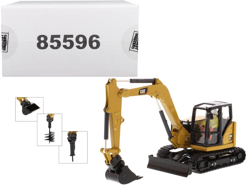 CAT Caterpillar 308 CR Next Generation Mini Hydraulic Excavator with Work Tools and Operator "High Line" Series 1/50 Diecast Model by Diecast Masters  free shipping USA
