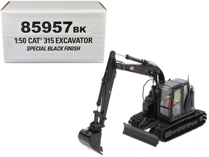 CAT Caterpillar 315 Track Type Hydraulic Excavator Special Black Finish with Operator "High Line" Series 1/50 Diecast Model by Diecast Masters  free shipping USA